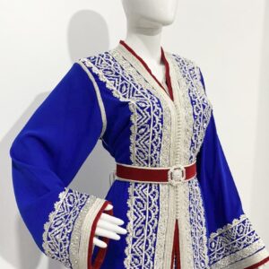 Takchita salima bleu royal et ceinture assortie